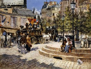 Una plaza concurrida de París