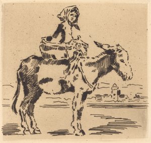Cacoletière à la Tour (Mujer Montando un Asno cerca de una Torre) de Felix Hilaire Buhot