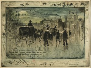 Procesión fúnebre en el Boulevard de Clichy, 1887 de Felix Hilaire Buhot