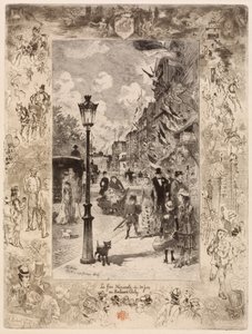 La fiesta nacional en el Boulevard Clichy de Felix Hilaire Buhot