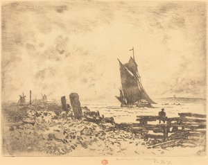 La pequeña marina - Recuerdo de Medway (contraprueba) de Felix Hilaire Buhot