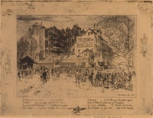 La Place des Martyrs y la Taverne du Bagne, 1885 de Felix Hilaire Buhot