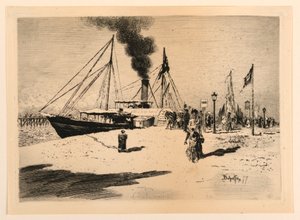 Mañana de invierno en los muelles de Felix Hilaire Buhot