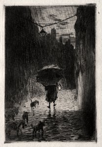 Lluvia y Paraguas, c. 1875 de Felix Hilaire Buhot