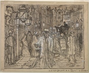 Escena callejera en Londres, 1879 de Felix Hilaire Buhot
