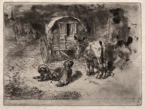 Los Guardianes de la Casa, o los Amigos del Saltimbanqui de Felix Hilaire Buhot