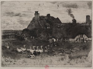 Las pequeñas cabañas de paja de Felix Hilaire Buhot