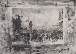 Puente de Westminster, o Torre del Reloj de Westminster, 1860-98 de Felix Hilaire Buhot