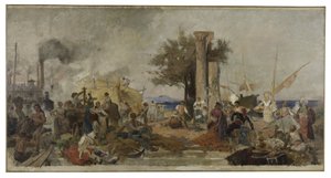 Boceto para la cúpula de la Bolsa de Comercio de París: La actividad comercial en Europa, hacia 1889 (óleo sobre lienzo) de Felix Hippolyte Lucas