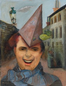 Autorretrato con sombrero de papel y bufanda azul de Felix Nussbaum