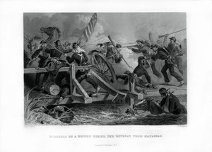 Lucha en un puente durante la retirada de Manassas, Virginia, 1862-1867 de Felix Octavius Carr Darley