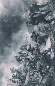 Ataque, ilustración de Hindenburg publicada por Daterlandischer Derlag C U Weller Berlin