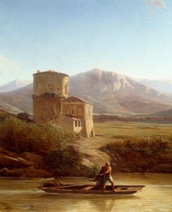 Un pescador en las orillas del Tíber en Italia (detalle) de Felix Thomas