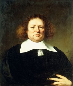 Retrato de un caballero, dicho ser Lord Hebdon, a media longitud, con un traje negro y un collar blanco, 1659 de Ferdinand Bol