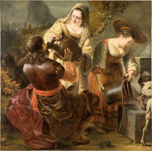 Rebeca y Eliezer en el pozo de Ferdinand Bol