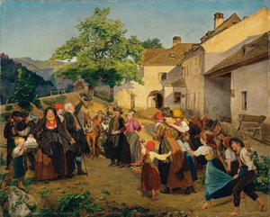 La despedida de la novia en casa de sus padres - Höldrichsmühle de Ferdinand Georg Waldmuller