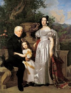 El consejero principesco de Esterházy, Mathias Kerzmann, con su segunda esposa Maria Helena, de soltera Mikolischütz, y su hija Maria de Ferdinand Georg Waldmuller