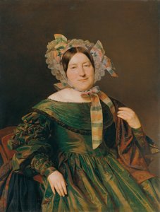 Mujer con un vestido iridiscente verde, rojo salmón de Ferdinand Georg Waldmuller