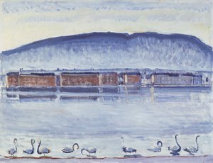Lago de Ginebra con Mont Salève y cisnes de Ferdinand Hodler