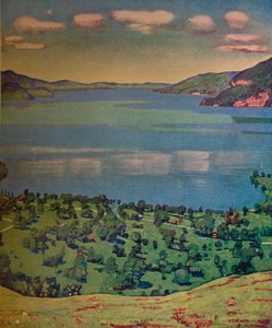 El Lago de Thun, desde Leissigen, c1910 de Ferdinand Hodler