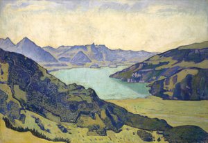 Vista del lago de Thun desde Breitlauenen, 1906 de Ferdinand Hodler