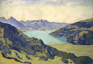 Vista del lago de Thun desde Breitlauenen, 1906 de Ferdinand Hodler