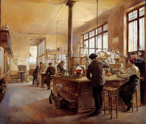 El laboratorio municipal tiene la prefectura de policía boulevard du palace. Pintura de Ferdinand Joseph Gueldry (1858-1945)