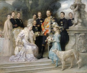 Retrato de grupo de la familia imperial con motivo de la boda de plata, 1906