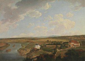 Vista desde el castillo de Aschaffenburg hacia el Templo del Desayuno y el monasterio de los Capuchinos (Ciclo de Aschaffenburg) de Ferdinand Kobell