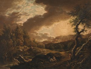 Paisaje con puesta de sol de Ferdinand Kobell