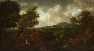 Paisaje con cascada de Ferdinand Kobell