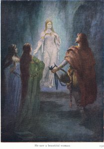 Vio a una mujer hermosa, ilustración de Las historias de las óperas de Wagner, pub. por George Harrap & Co Ltd 1932