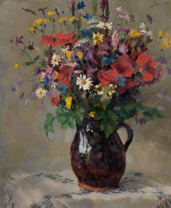 Prado de flores en jarra de Ferdinand Matthias Zerlacher