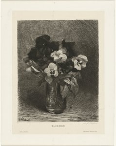 Violetas en un florero Flores (título en objeto) de Ferdinand Oldewelt