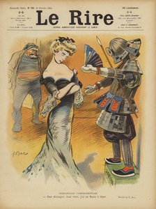 Sátira sobre las relaciones de Francia con Japón a medida que aumentaban las tensiones entre japoneses y franceses (litografía en color). de Ferdinand Sigismund Bac