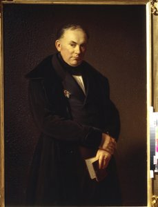 Portrait du poete Vasily Andreyevich Zhukovsky (1783-1852) (retrato del poeta V. Zhukovsky). Peinture de Ferdinand Theodor Hidebrandt (1804-1874), huile sur toile,1844. Arte alemán (Dusseldorf)