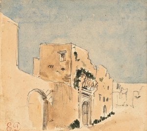 Un edificio marroquí (lápiz y acuarela sobre papel) de Ferdinand Victor Eugene Delacroix