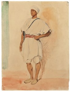 Un marroquí de pie (lápiz y acuarela sobre papel) de Ferdinand Victor Eugene Delacroix