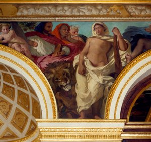 Alegoría de la Justicia. Detalle del fresco de Eugene Delacroix (1798-1863) decorando el Salón del Rey. Asamblea Nacional (Palais Bourbon) 1843 París de Ferdinand Victor Eugene Delacroix