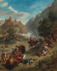 Árabes escaramuzando en las montañas de Ferdinand Victor Eugene Delacroix