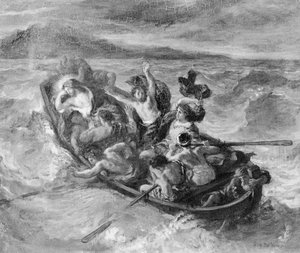 Cristo en el Mar de Galilea, 1853 (foto en blanco y negro) de Ferdinand Victor Eugene Delacroix