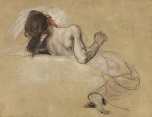 Mujer agachada de Ferdinand Victor Eugene Delacroix