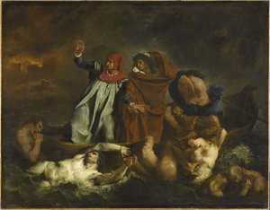 Dante y Virgilio en el infierno. La Barca de Dante, 1822 de Ferdinand Victor Eugene Delacroix