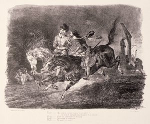 Fausto y Mefistófeles galopando por la noche del sábado, 1828 de Ferdinand Victor Eugene Delacroix