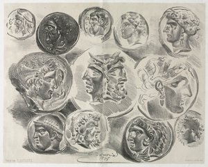 Hoja de doce medallas antiguas, 1825