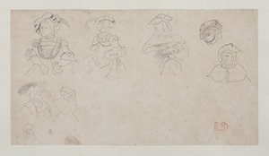 Estudios de figuras, c.1800-1899 (grafito sobre papel tejido) de Ferdinand Victor Eugene Delacroix