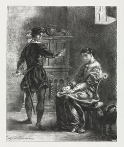 Hamlet: Hamlet y Ofelia, 1834 de Ferdinand Victor Eugene Delacroix