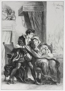 Hamlet: Hamlet y la Reina, 1834 de Ferdinand Victor Eugene Delacroix