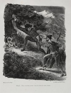 Ilustraciones para Fausto: Fausto y Mefistófeles en las montañas del Harz, 1828 de Ferdinand Victor Eugene Delacroix