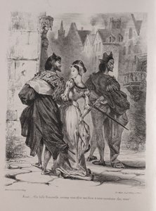 Ilustraciones para Fausto: Fausto intenta seducir a Margarita de Ferdinand Victor Eugene Delacroix